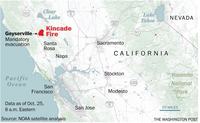 High-voltage PG&E power line broke near origin of massive fire in California wine country