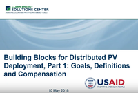 Building Blocks for Distributed PV Deployment, Part 1: Goals, Definitions and Compensation