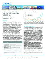 Distributed Solar PV for Electricity System Resiliency: Policy and Regulatory Considerations