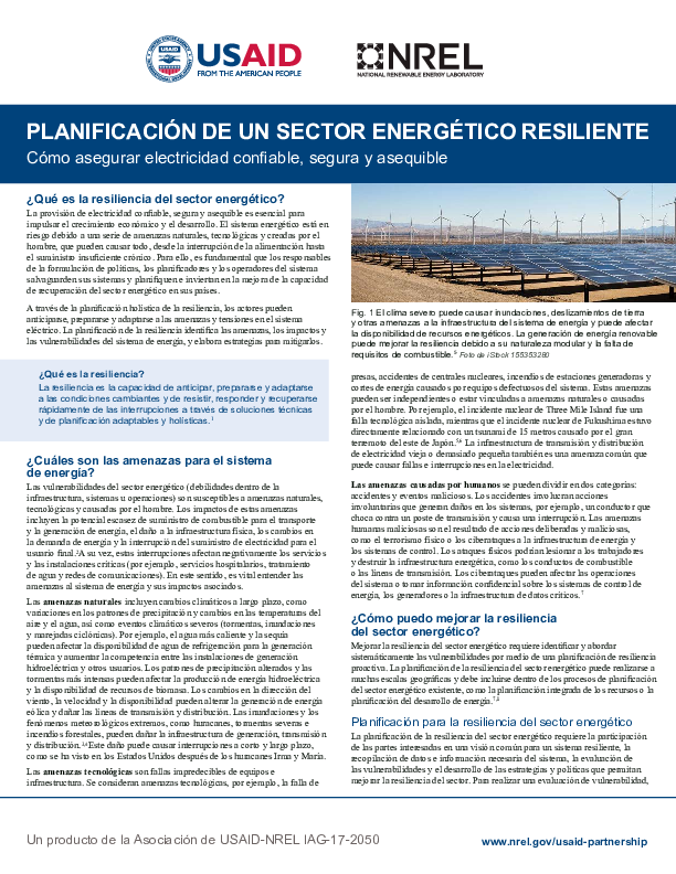 PLANIFICACIÓN DE UN SECTOR ENERGÉTICO RESILIENTE: Cómo asegurar ...