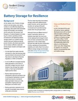 Battery Storage for Resilience